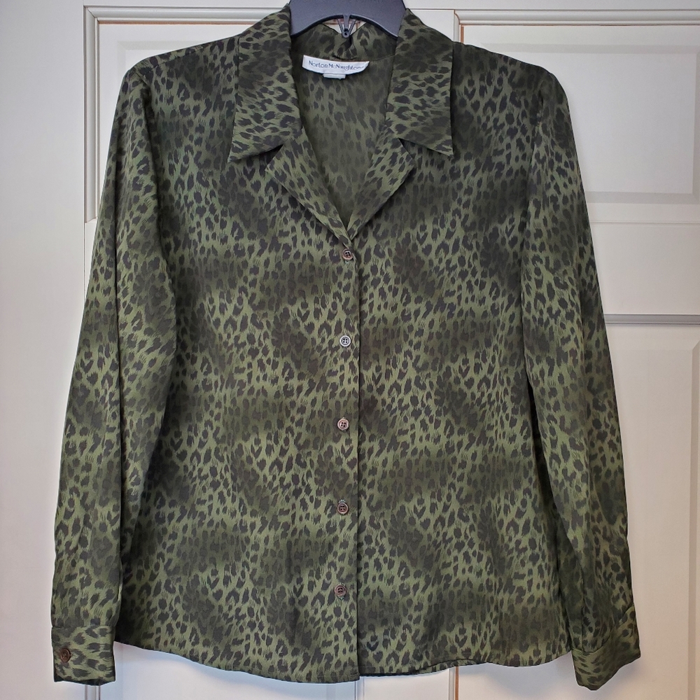 Green Leopard Print Blouse